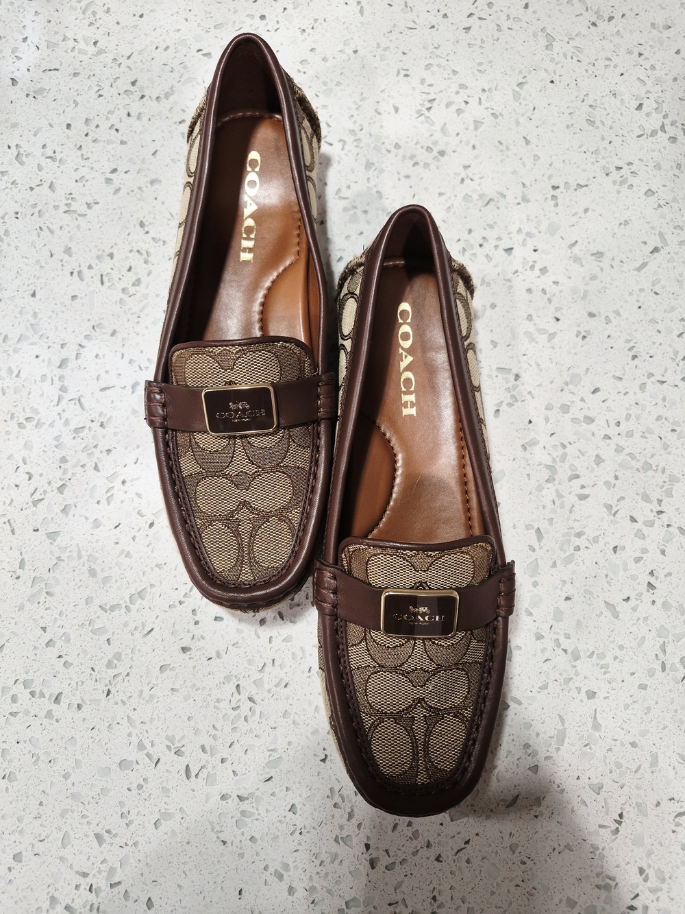 Coach Women’s Brown Signature Canvas Penny Loafers Size 6.5